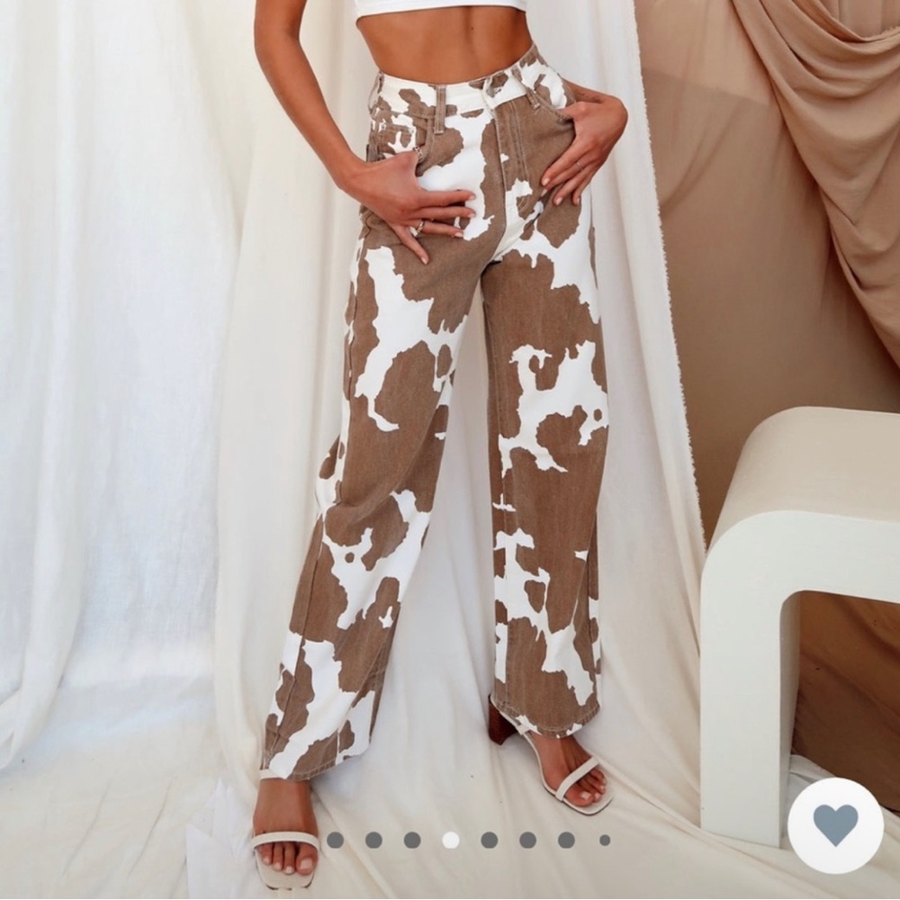 12th Tribe MIDLAND COW PRINT JEANS